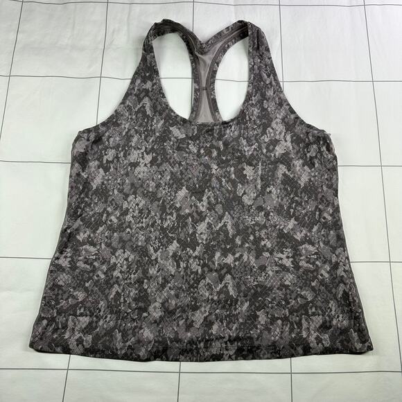 Lululemon Top Womens 12 Gray Cool Racerback Hideaway Camo Lunar Rock Tank Yoga - Picture 1 of 5